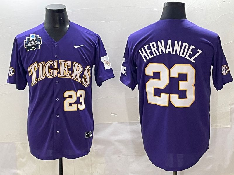 Men 2025 LSU Tigers #23 Hernandez Purple Joint Name Nike NCAA Jersey style 6->ncaa teams->NCAA Jersey
